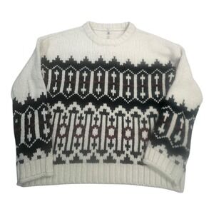 Lou & Grey Cream‎ Black Geometric Knit Sweater XS Pullover